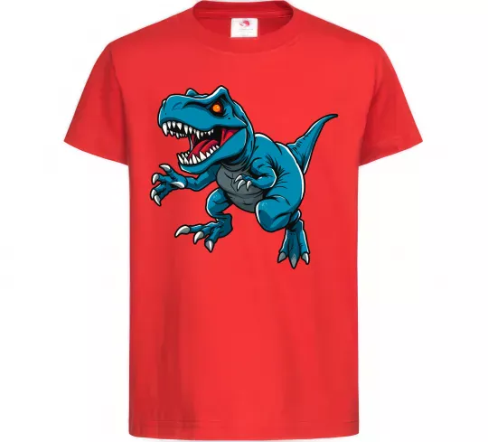Детская футболка Динозавр Рекс блакитний Красный фото