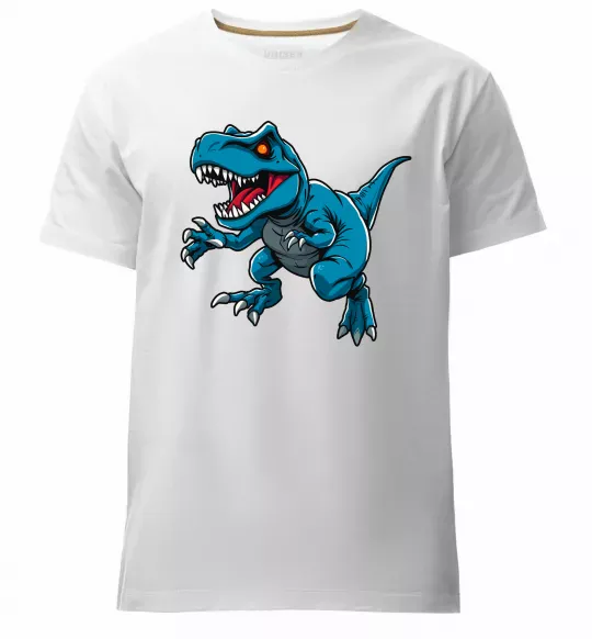 Мужская премиум футболка Динозавр Рекс блакитний Белый фото