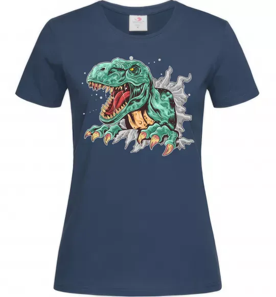 Женская футболка Динозавр Рекс Темно-синий фото
