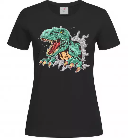 Женская футболка Динозавр Рекс Черный фото