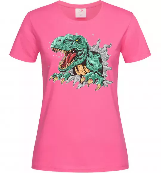 Женская футболка Динозавр Рекс Ярко-розовый фото