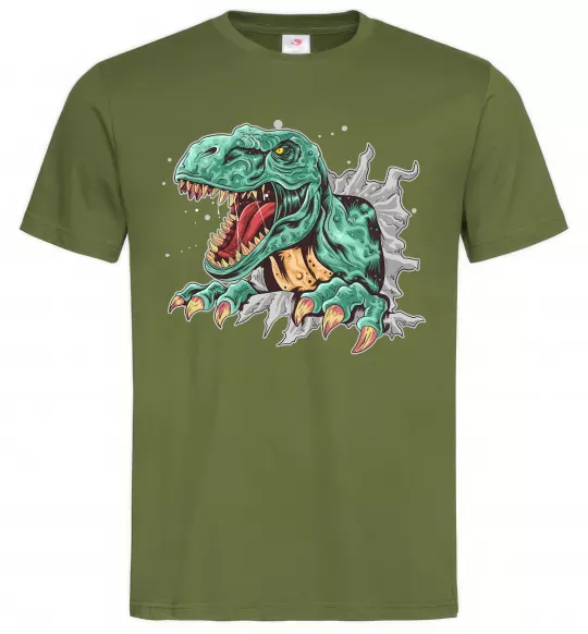 Мужская футболка Динозавр Рекс Оливковый фото