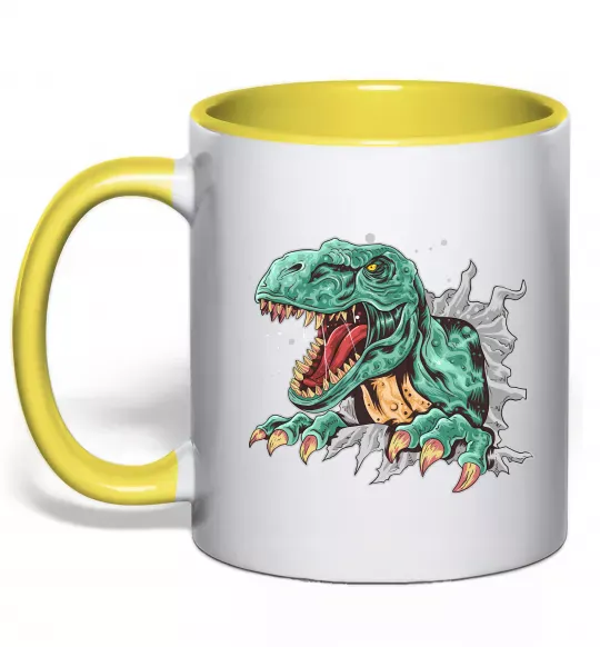 Чашка с цветной ручкой Динозавр Рекс Солнечно желтый фото