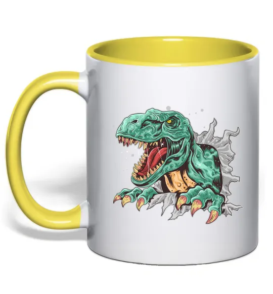 Чашка с цветной ручкой Динозавр Рекс Лимонный фото