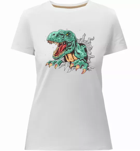Женская премиум футболка Динозавр Рекс Белый фото