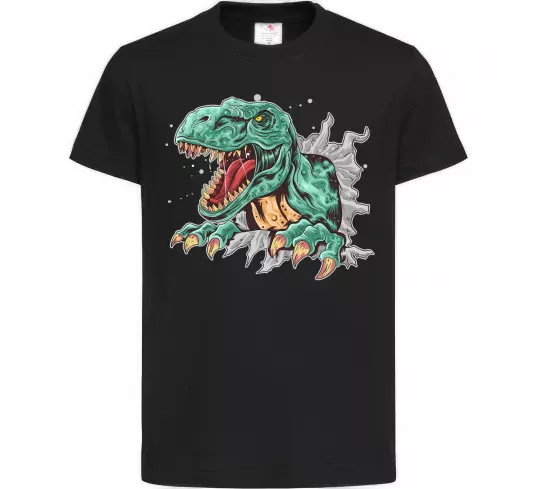 Детская футболка Динозавр Рекс Черный фото