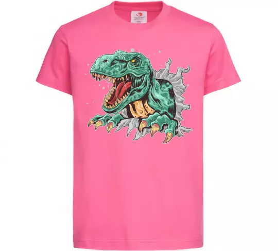 Детская футболка Динозавр Рекс Ярко-розовый фото