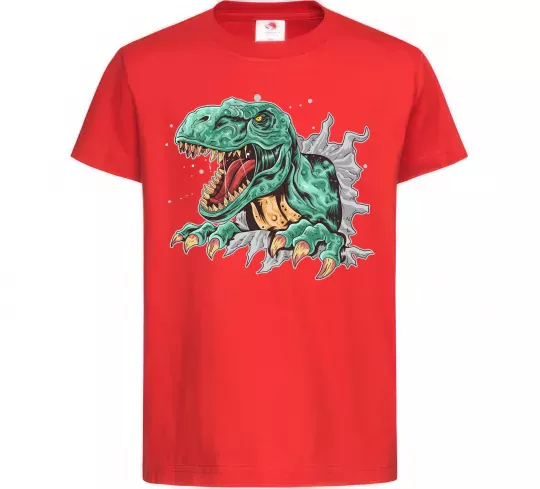 Детская футболка Динозавр Рекс Красный фото