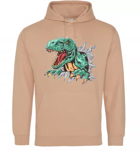 Женская толстовка (худи) Динозавр Рекс Песочный фото