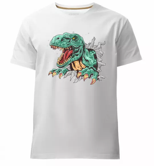 Мужская премиум футболка Динозавр Рекс Белый фото