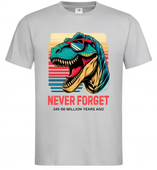 Мужская футболка Динозаври never forget Серый фото