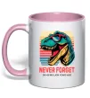 Чашка с цветной ручкой Динозаври never forget Нежно розовый фото