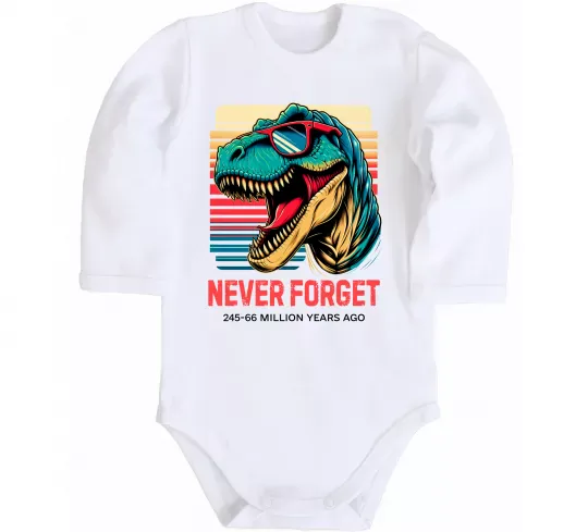 Детский боди Динозаври never forget Белый фото