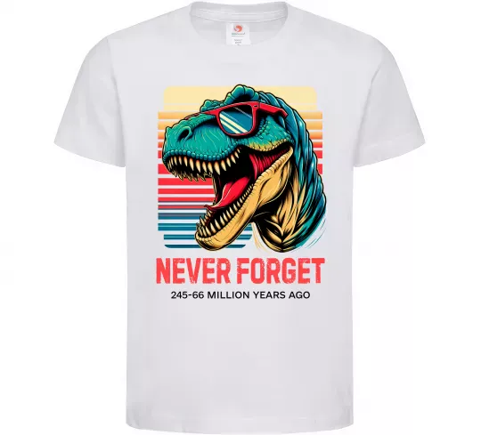 Дитяча футболка Динозаври never forget Білий фото