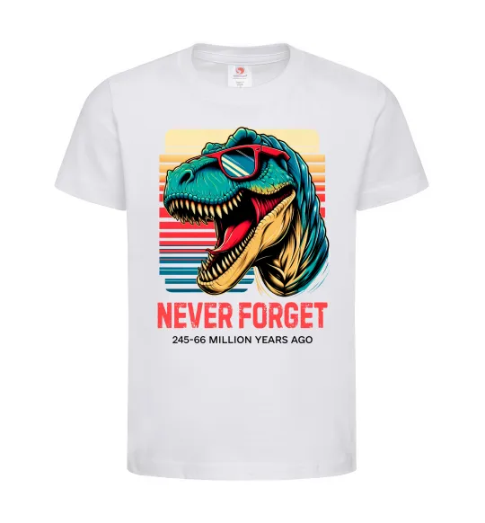 Дитяча футболка Динозаври never forget Білий фото