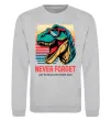 Світшот Динозаври never forget Сірий меланж фото