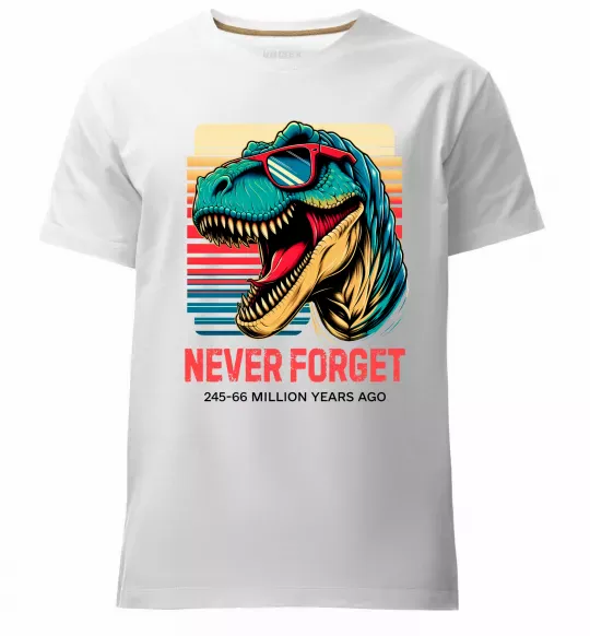 Мужская премиум футболка Динозаври never forget Белый фото