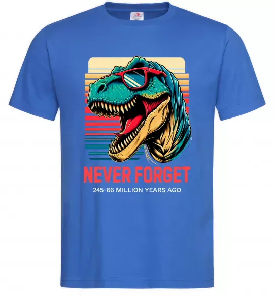 Мужская футболка Динозаври never forget Ярко-синий фото