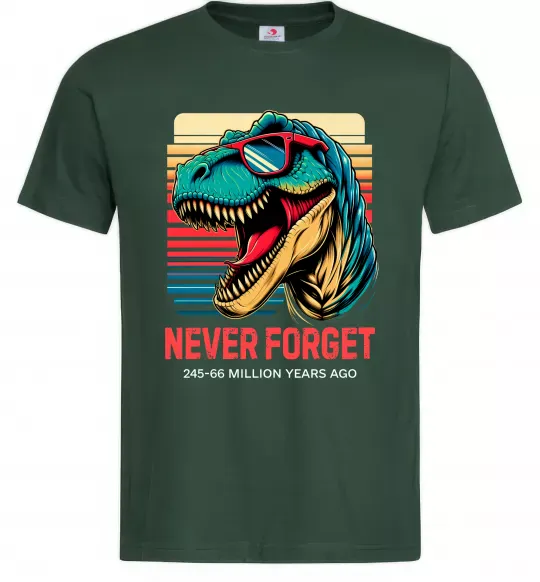 Мужская футболка Динозаври never forget Темно-зеленый фото