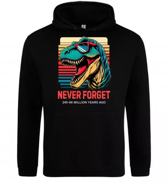 Женская толстовка (худи) Динозаври never forget Черный фото