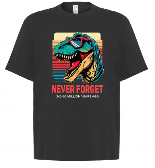Футболка Оверсайз Динозаври never forget Черный фото