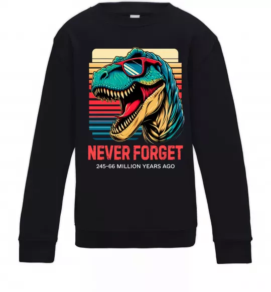 Детский Свитшот Динозаври never forget Черный фото