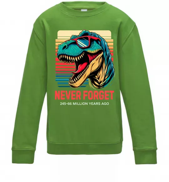 Детский Свитшот Динозаври never forget Лаймовый фото