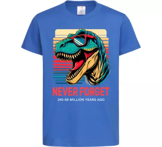 Дитяча футболка Динозаври never forget Яскраво-синій фото