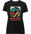 Женская премиум футболка Динозаври never forget Черный фото