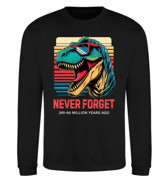 Світшот Динозаври never forget Чорний фото