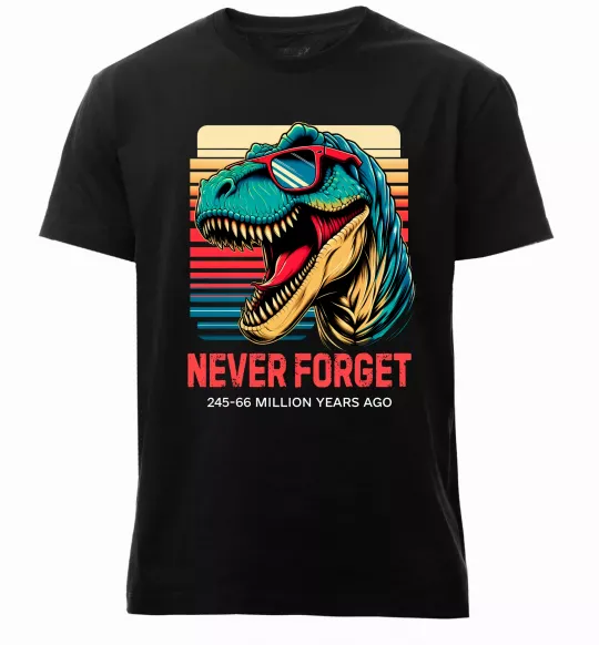 Мужская премиум футболка Динозаври never forget Черный фото