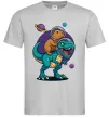 Мужская футболка Динозавр та капібара в космосі Серый фото