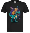 Мужская футболка Динозавр та капібара в космосі Черный фото