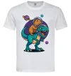 Мужская футболка Динозавр та капібара в космосі Белый фото