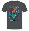 Мужская футболка Динозавр та капібара в космосі Графит фото