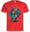 Мужская футболка Динозавр та капібара в космосі Красный фото