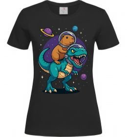 Жіноча футболка Динозавр та капібара в космосі