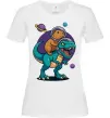 Женская футболка Динозавр та капібара в космосі Белый фото