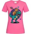 Женская футболка Динозавр та капібара в космосі Ярко-розовый фото