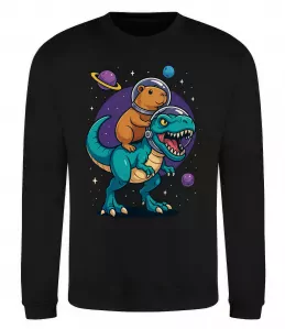 Свитшот Динозавр та капібара в космосі Черный фото