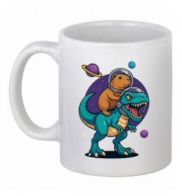 Чашка керамічна Динозавр та капібара в космосі Чашка керамічна Динозавр та капібара в космосі