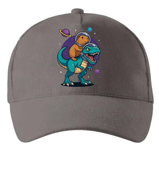 Кепка Динозавр та капібара в космосі Сірий фото