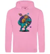 Мужская толстовка (худи) Динозавр та капібара в космосі Розовый фото