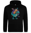 Жіноча толстовка (худі) Динозавр та капібара в космосі Чорний фото
