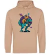 Жіноча толстовка (худі) Динозавр та капібара в космосі Пісочний фото