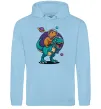 Женская толстовка (худи) Динозавр та капібара в космосі Голубой фото