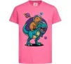 Детская футболка Динозавр та капібара в космосі Ярко-розовый фото