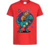 Детская футболка Динозавр та капібара в космосі Красный фото