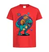 Детская футболка Динозавр та капібара в космосі Красный фото