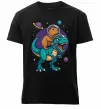 Чоловіча преміум футболка Динозавр та капібара в космосі Чорний фото